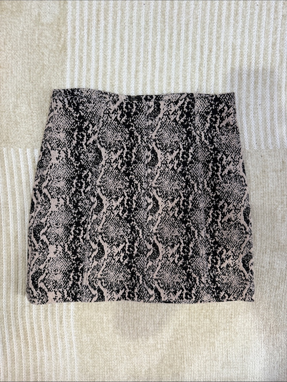 Free People Pink and Black Snake-Print Mini Skirt